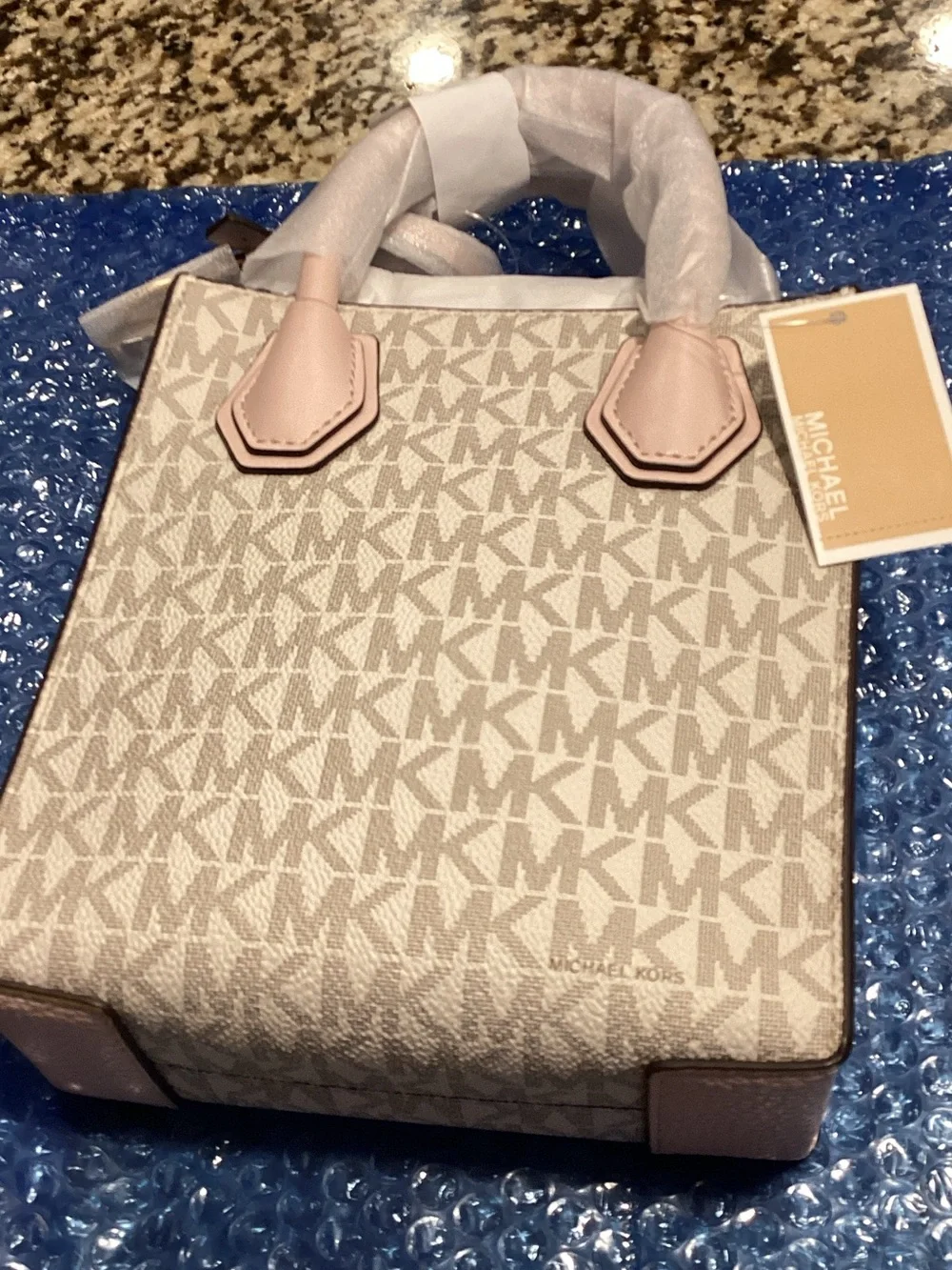 Michael Kors Pink Logo-Print Mini Tote 9.5” H x14 Wx5” D